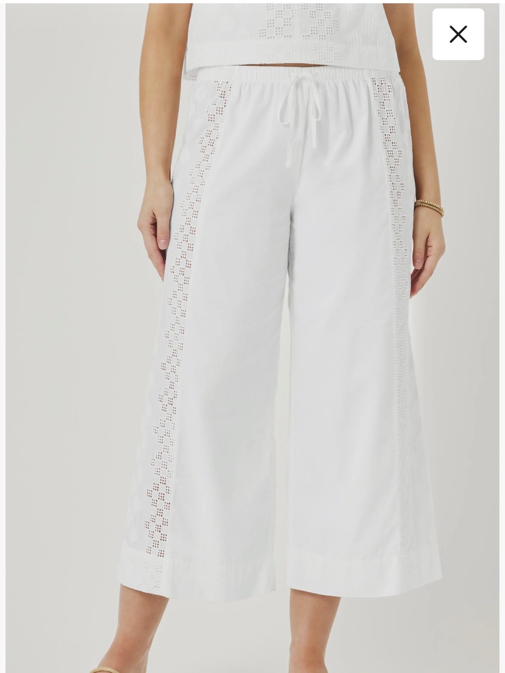 Splendid Kenzie Geo Eyelet Crop Wide Leg Pants size M